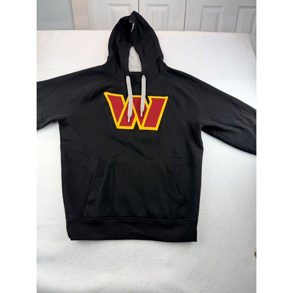 Antigua NFL Washington Commanders Hoodie Mens Large Black Raglan Sweatshirt Logo